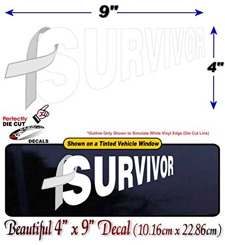 Cancer Survivor Ribbon 9" Decal Survived Breast Cancer Vinyl Vehicle Sticker -Street Legal Decals