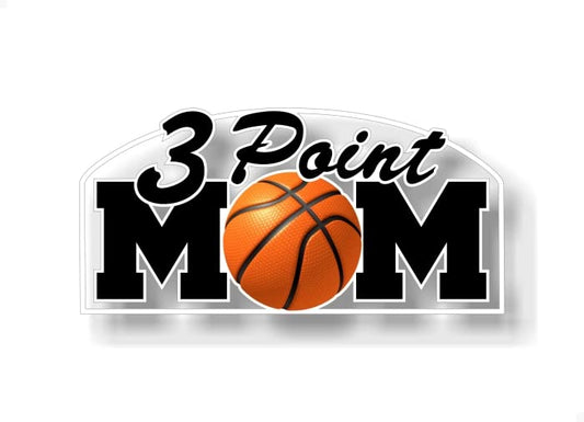 3 Point Basketball MOM Decal 3 and D Pointer Shot Shooting B Ball Sports Vinyl Sticker -Street Legal Decals