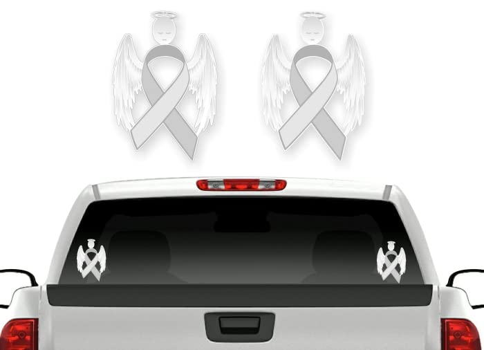 2 Cancer Angel Pink Ribbon Decals Breast Cancer Loss Never Forget Peace Love Vinyl Vehicle Stickers -Street Legal Decals