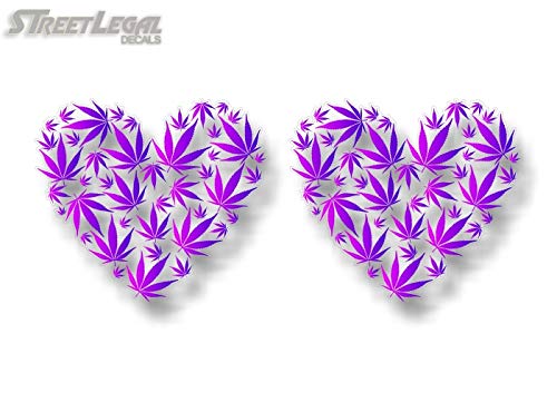(2) Love Cannabis Heart 4.5" Decals-Street Legal Decals