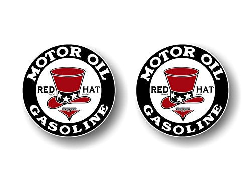(2) Vintage Red Hat Gasoline Decals-Street Legal Decals