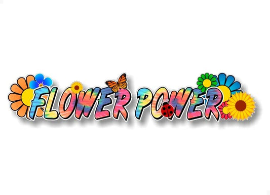 Flower Power TIE DIE 18'' Decal 60's Hippie Flower Car or SUV Accessories Vinyl Sticker -Street Legal Decals