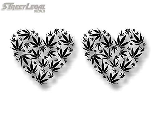 (2) Love Cannabis Heart 4.5" Decals-Street Legal Decals