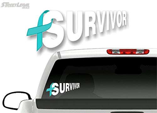 Cancer Survivor Ribbon 9" Decal Survived Breast Cancer Vinyl Vehicle Sticker -Street Legal Decals