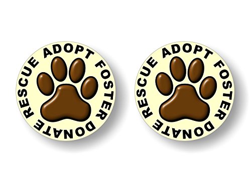 2 Dog Paw Rescue Adopt Foster Donate 4" Pet Decals Puppy Foot Print Vinyl Stickers for Car Vehicle Window or Bumper -Street Legal Decals