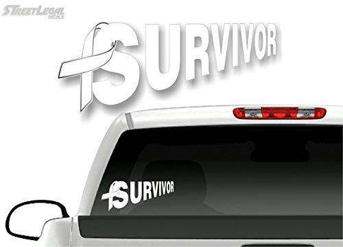 Cancer Survivor Ribbon 9" Decal Survived Breast Cancer Vinyl Vehicle Sticker -Street Legal Decals