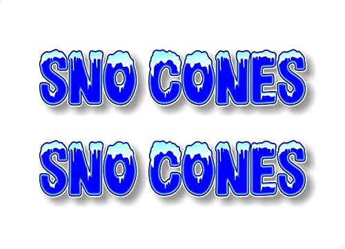 2 SNO Cones 9'' Decals Concession Shave Ice Snow Cone Machine Trailer Stand Menu Board Vinyl Stickers -Street Legal Decals