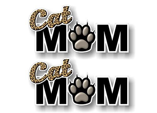 (2) CAT MOM 8'' Decals Car CatMom Sticker Paw Print Vehicle Cat Adoption Kitten Minivan SUV Vinyl Stickers -Street Legal Decals