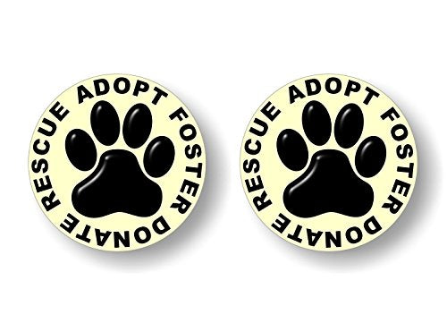 2 Dog Paw Rescue Adopt Foster Donate 4" Pet Decals Puppy Foot Print Vinyl Stickers for Car Vehicle Window or Bumper -Street Legal Decals