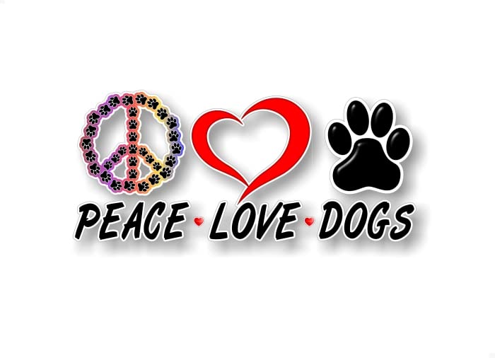 Peace Love Dogs Decal Car Sticker Safety Vehicle Dog Paw Print Minivan SUV Vinyl Sticker -Street Legal Decals