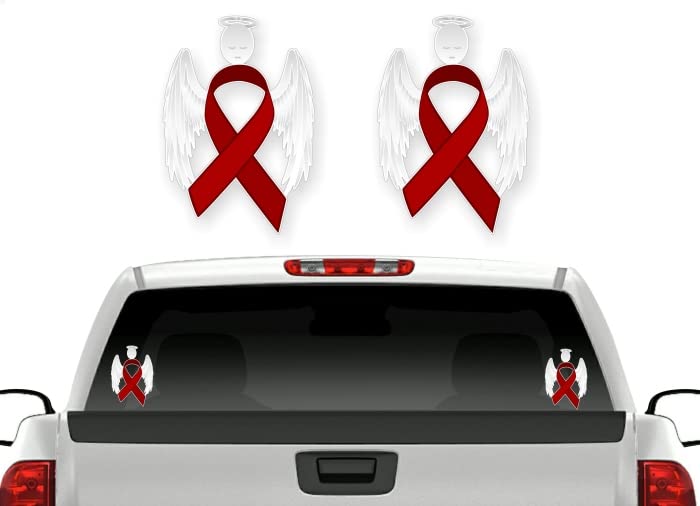 2 Cancer Angel Pink Ribbon Decals Breast Cancer Loss Never Forget Peace Love Vinyl Vehicle Stickers -Street Legal Decals
