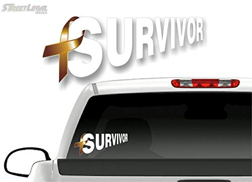 Cancer Survivor Ribbon 9" Decal Survived Breast Cancer Vinyl Vehicle Sticker -Street Legal Decals