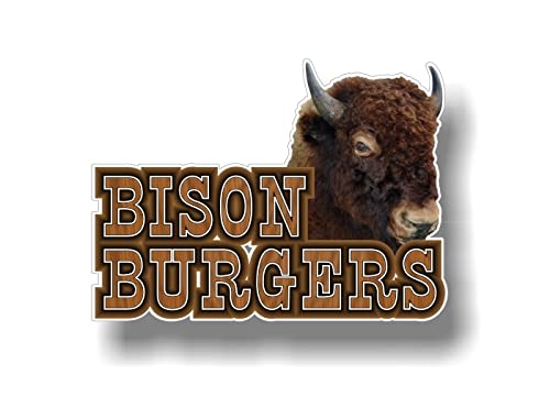 Buffalo Bison Burgers Decals for Butcher Shop Menu Sign Concession Trailer Cart Grocery Counter Wall or Window Stickers -Street Legal Decals