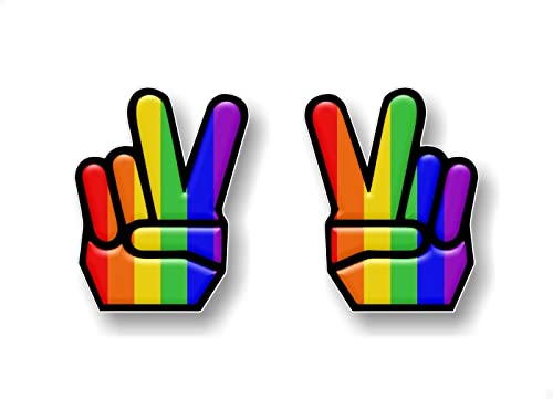 2 Peace LGBTQ 5" Vinyl Decals Peace Sign Pride Flag Colors Gay Lesbian 60s Symbol Hippie Movement Car 4x4 Offroad Truck Stickers -Street Legal Decals