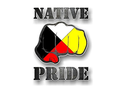 Native Pride with FIST Medicine Wheel Vinyl Decal Native American Indian First Nations Tribal Vinyl Sticker -Street Legal Decals
