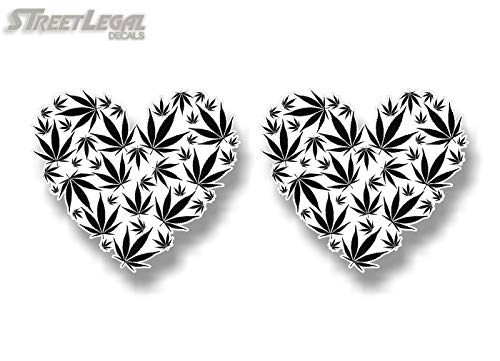 (2) Love Cannabis Heart 4.5" Decals-Street Legal Decals