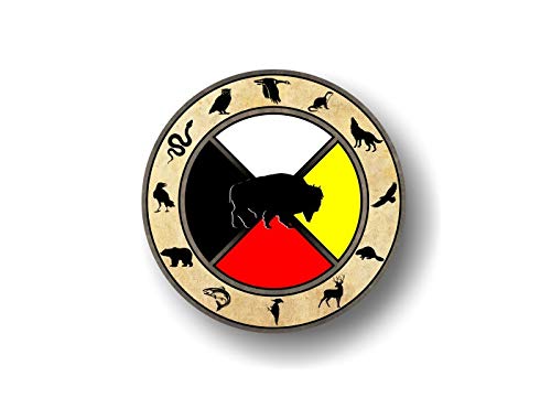 Vintage Animal Zodiac Medicine Wheel Vinyl Decal Healing Dancing Sacred Circle Native American Indian Natural Amulet Spiritual Path Vinyl Sticker -Street Legal Decals