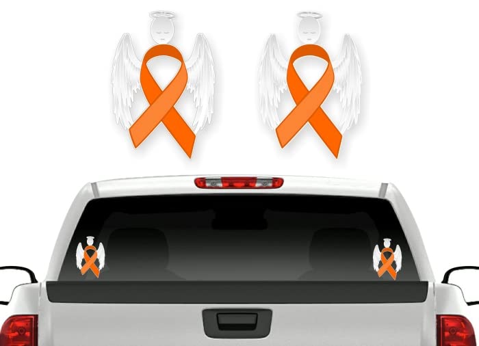 2 Cancer Angel Pink Ribbon Decals Breast Cancer Loss Never Forget Peace Love Vinyl Vehicle Stickers -Street Legal Decals