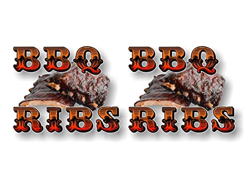 2 BBQ Ribs Decals Meat Butcher Shop, Restaurant, Concession Stand, Store or Concession Trailer Menu Board display Case Sign Stickers -Street Legal Decals