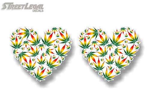 (2) Love Cannabis Heart 4.5" Decals-Street Legal Decals