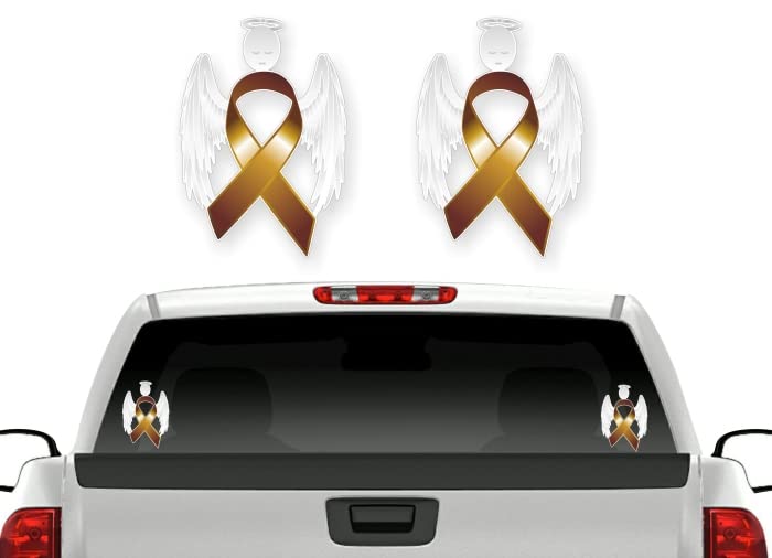 2 Cancer Angel Pink Ribbon Decals Breast Cancer Loss Never Forget Peace Love Vinyl Vehicle Stickers -Street Legal Decals