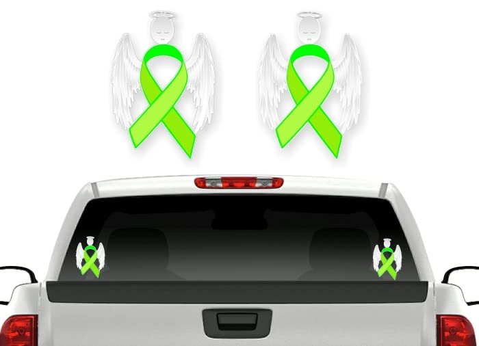 2 Cancer Angel Pink Ribbon Decals Breast Cancer Loss Never Forget Peace Love Vinyl Vehicle Stickers -Street Legal Decals