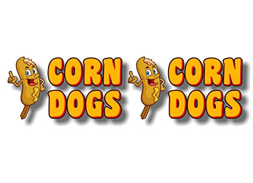 Corn Dogs Cartoon Decals with Wording for Corndog Concession Trailer or Hot Dog Cart Menu Board Vinyl Stickers -Street Legal Decals