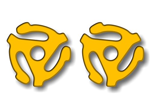 (2) Yellow 45 RPM Record Insert Adapter 4" Decals-Street Legal Decals