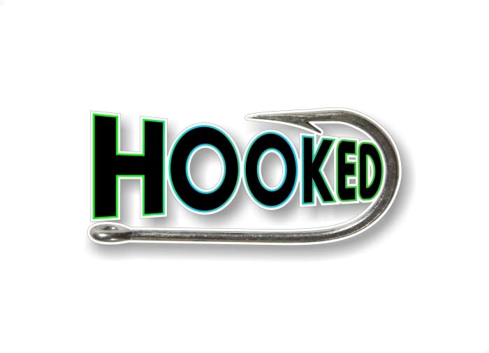 Hooked Fishing Lure 4"x 9" Vinyl Sticker Decal Truck Boat Fish Tackle Box Lures Reels Decals Stickers -Street Legal Decals