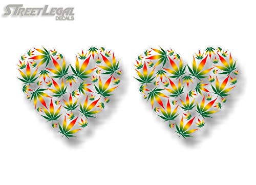 (2) Love Cannabis Heart 4.5" Decals-Street Legal Decals