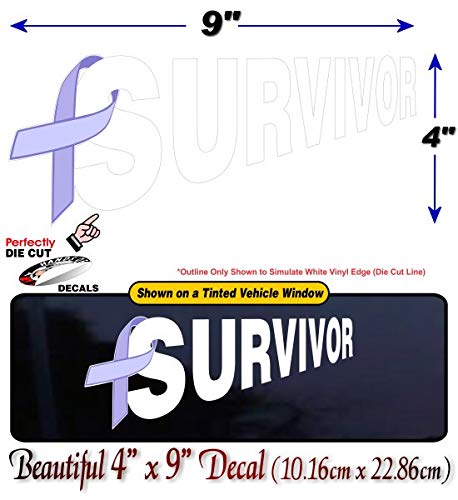 Cancer Survivor Ribbon 9" Decal Survived Breast Cancer Vinyl Vehicle Sticker -Street Legal Decals