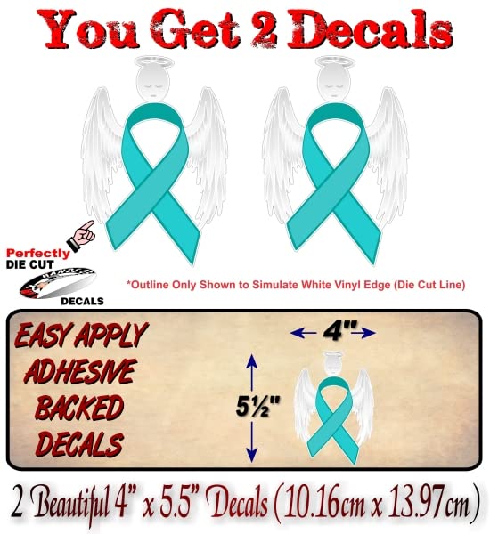 2 Cancer Angel Pink Ribbon Decals Breast Cancer Loss Never Forget Peace Love Vinyl Vehicle Stickers -Street Legal Decals