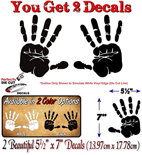 2 Handprint 7" Decals Solid Color Vehicle Hand Print Zen Mystic Vinyl Stickers -Street Legal Decals