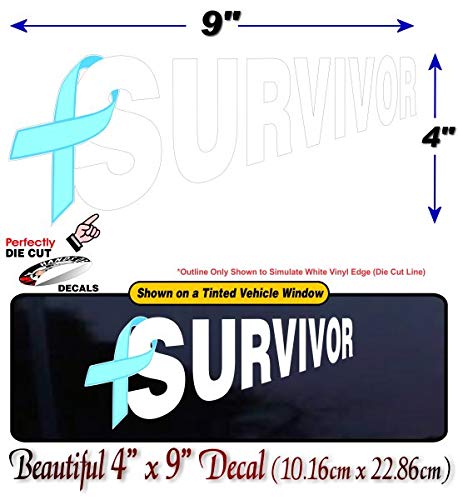 Cancer Survivor Ribbon 9" Decal Survived Breast Cancer Vinyl Vehicle Sticker -Street Legal Decals