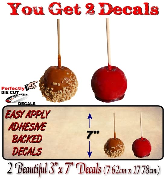1 Candy Apple and 1 Caramel Apple 7'' Vinyl Decals for Concession Trailer Stand Menu Board Vinyl Stickers -Street Legal Decals