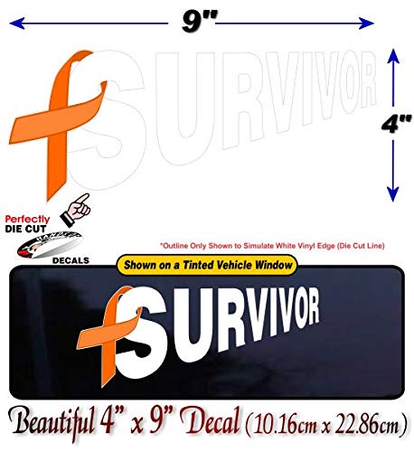 Cancer Survivor Ribbon 9" Decal Survived Breast Cancer Vinyl Vehicle Sticker -Street Legal Decals