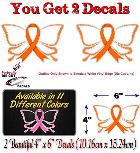 2 Cancer Butterfly Ribbon Decals FCK Kidney Lymphoma Cancer Survivor Gifts Women Men Vinyl Vehicle Sticker -Street Legal Decals