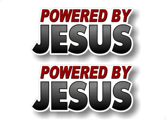 2 Powered by Jesus 8" Vinyl Decals Inspirational Belief Jesus Faith Christian GOD Stickers -Street Legal Decals