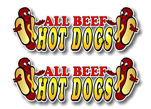 All Beef Hot Dogs Decals for Concession Trailer or Hot Dog Cart Menu Board Vinyl Stickers -Street Legal Decals