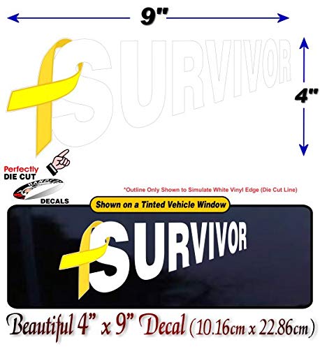 Cancer Survivor Ribbon 9" Decal Survived Breast Cancer Vinyl Vehicle Sticker -Street Legal Decals
