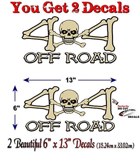 (2) 4x4 Offroad Skull with Cross Bones 13'' Decals-Street Legal Decals