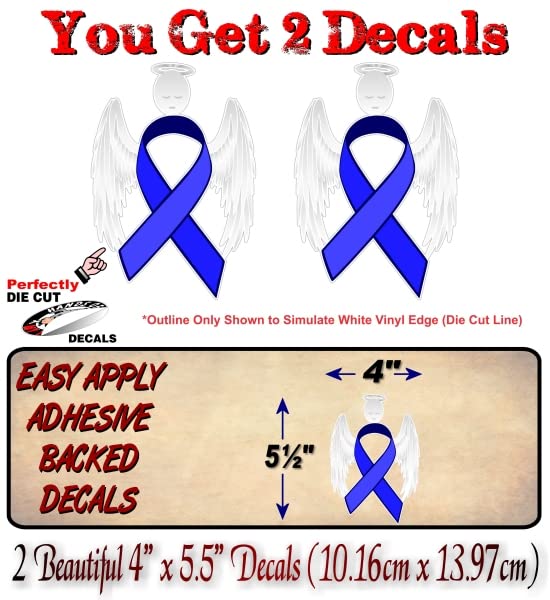 2 Cancer Angel Pink Ribbon Decals Breast Cancer Loss Never Forget Peace Love Vinyl Vehicle Stickers -Street Legal Decals