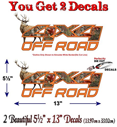 (2) 4x4 Offroad with Buck 13'' Decals-Street Legal Decals