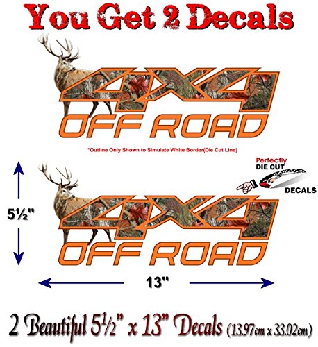 (2) 4x4 Offroad with Buck 13'' Decals-Street Legal Decals