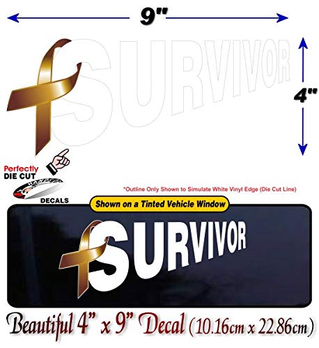 Cancer Survivor Ribbon 9" Decal Survived Breast Cancer Vinyl Vehicle Sticker -Street Legal Decals