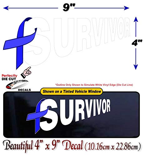 Cancer Survivor Ribbon 9" Decal Survived Breast Cancer Vinyl Vehicle Sticker -Street Legal Decals