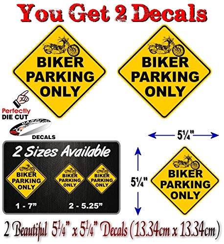 (2) Biker Parking Only 5.25" Decals-Street Legal Decals