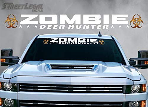 40" Zombie Deer Hunter Vehicle Decal Hunting Windshield Buck Truck Car Sunshade Vinyl Sticker -Street Legal Decals
