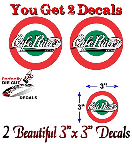 (2) Cafe Racer Bullseye Motorcycle 3" Decals-Street Legal Decals