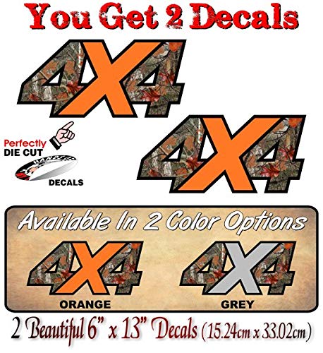 2- CAMO 4x4 with Big X 13'' Decals 4x4 Off Road Hunting Accessories Offroad Truck Box Lift Kit Vinyl Stickers -Street Legal Decals